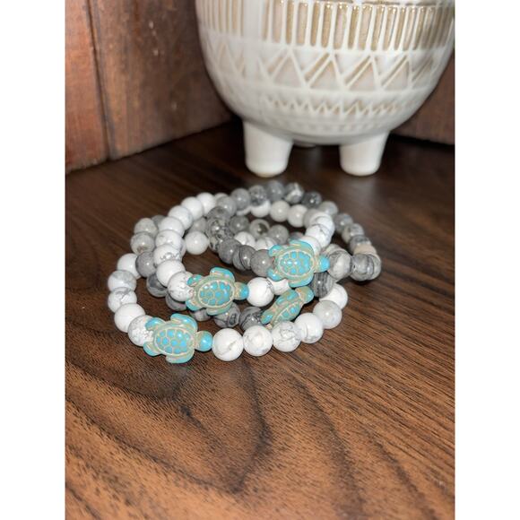 New Sea Turtle Beaded Bracelets Boho Turquoise Natural Stones Beads In Gift Box - Picture 1 of 5